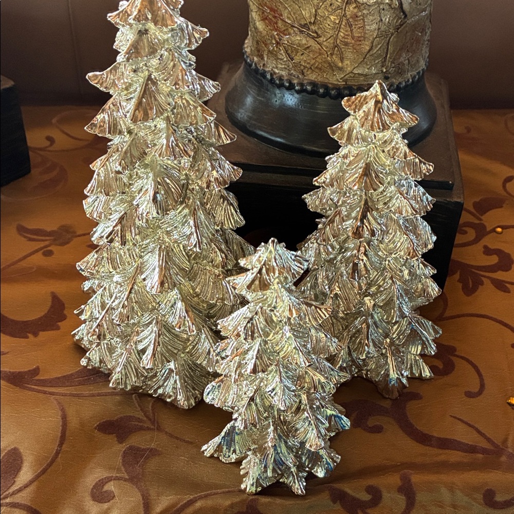 Shimmering Silver Holiday Tree Trio